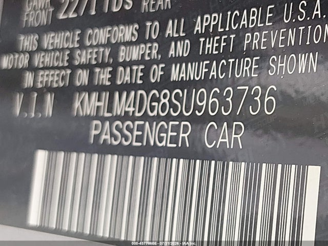 45778608 :رقم المزاد ، KMHLM4DG8SU963736 vin ، 2025 Hyundai Elantra Sel Sport مزاد بيع