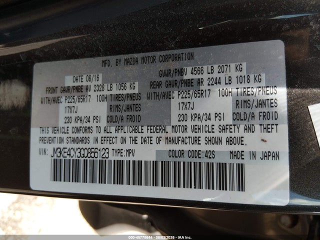 Aukcja sprzedaży 2016 Mazda Cx-5 Touring, vin: JM3KE4CY3G0856123, numer aukcji: 45778644
