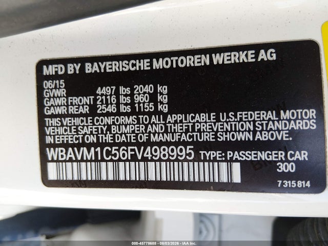 WBAVM1C56FV498995 BMW X1 Sdrive28i