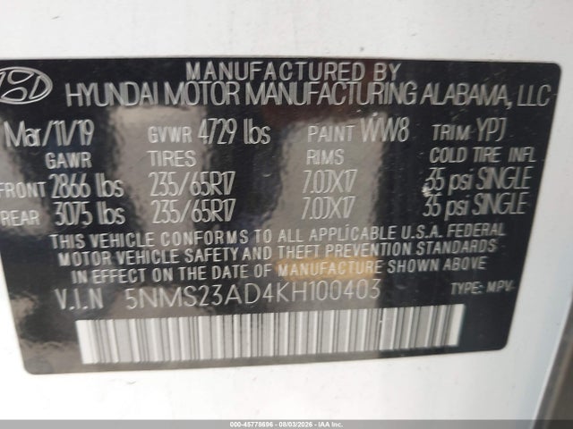 Hyundai Santa Fe Se 2019 5NMS23AD4KH100403 Image 9