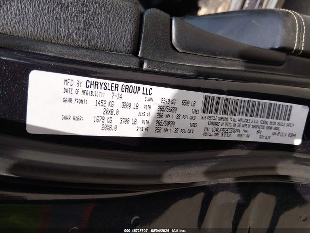 2014 Jeep Grand Cherokee Limited მანქანა იყიდება აუქციონზე, vin: 1C4RJFBG2EC578284, აუქციონის ნომერი: 45778707