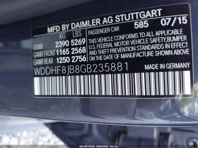 Aukcja sprzedaży 2016 Mercedes-benz E 350 4matic, vin: WDDHF8JB8GB235881, numer aukcji: 45778720