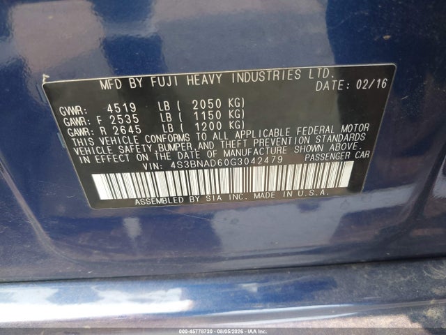 Subaru Legacy 2.5i Premium 2016 4S3BNAD60G3042479 Image 9