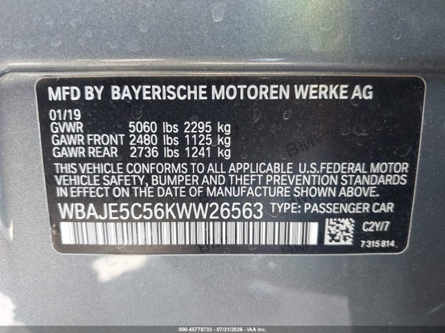 WBAJE5C56KWW26563 BMW 540I