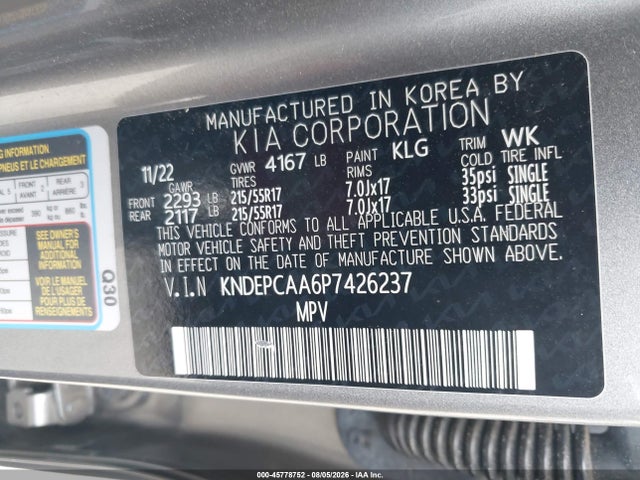 Aukcja sprzedaży 2023 Kia Seltos Lx, vin: KNDEPCAA6P7426237, numer aukcji: 45778752