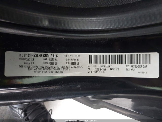 Продаж на аукціоні авто 2012 Chrysler 200 Touring, vin: 1C3BCBEB4CN168807, номер лоту: 45778769