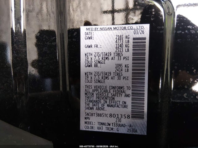 Aukcja sprzedaży 2026 Nissan Rogue Dark Armor, vin: 5N1BT3BB5TC801358, numer aukcji: 45778780