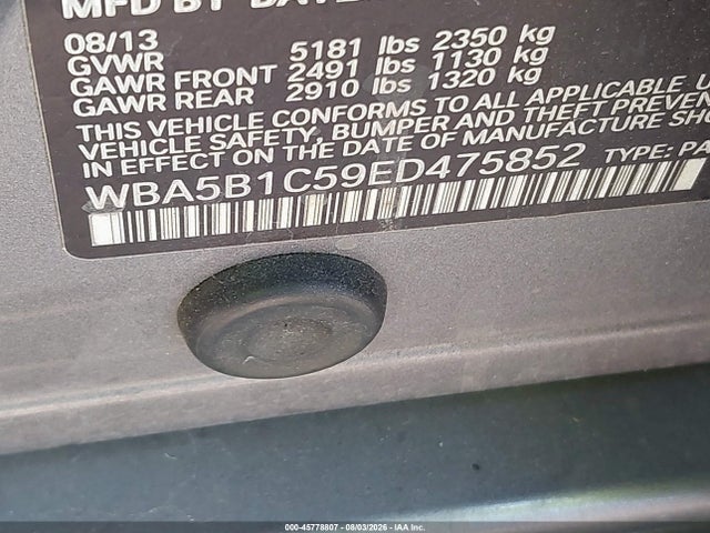 Aukcja sprzedaży 2014 Bmw 535i, vin: WBA5B1C59ED475852, numer aukcji: 45778807