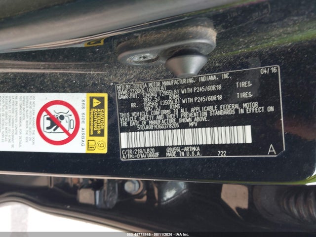 5TDJKRFH3GS278205 Toyota Highlander Xle V6