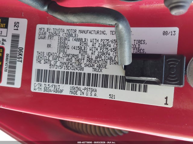 5TFDY5F15EX324308 Toyota Tundra Sr5 5.7l V8