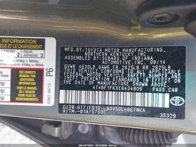 Aukcja sprzedaży 2014 Toyota Camry Le, vin: 4T4BF1FKXER434806, numer aukcji: 45778923