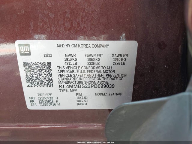 2023 Buick Encore Gx Preferred Fwd მანქანა იყიდება აუქციონზე, vin: KL4MMBS22PB099039, აუქციონის ნომერი: 45778960