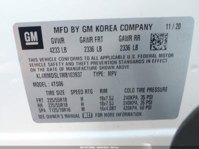 Aukcja sprzedaży 2021 Buick Encore Gx Fwd Select, vin: KL4MMDSL1MB103937, numer aukcji: 45778968