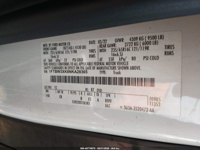 Ford E-transit-350 Cargo Van 2022 1FTBW3XK8NKA28365 Image 9