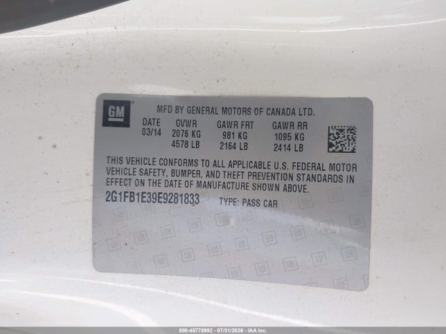 Chevrolet Camaro 1lt 2014 2G1FB1E39E9281833 Image 9