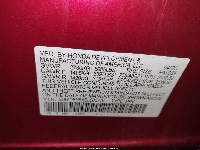 Acura Mdx Type S Advance Package 2025 5J8YD8H8XSL003779 Image 9