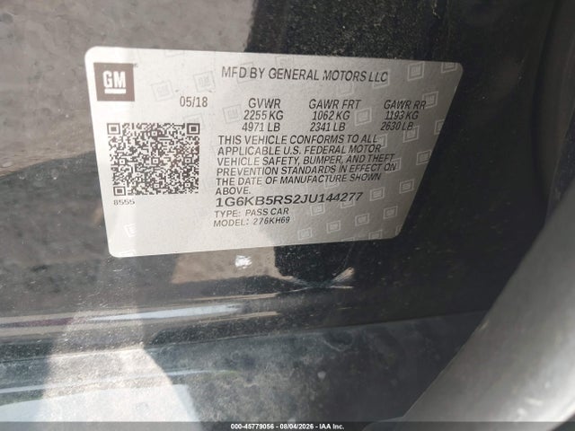 Продажа на аукционе авто 2018 Cadillac Ct6 Standard, vin: 1G6KB5RS2JU144277, номер лота: 45779056