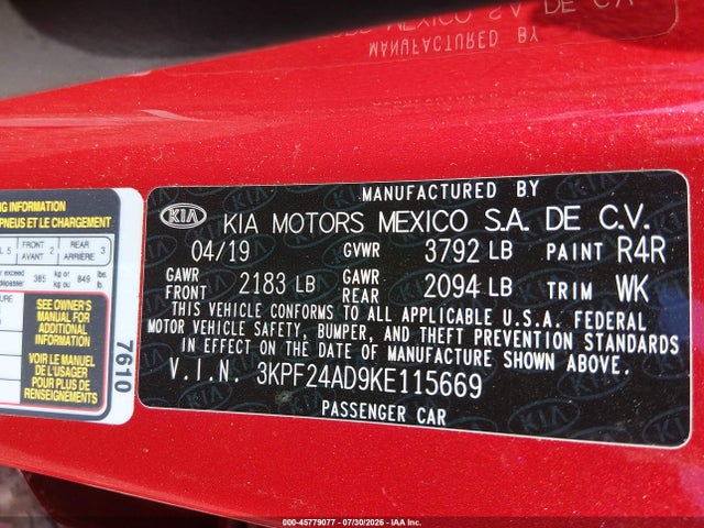 KIA Forte Lxs 2019 3KPF24AD9KE115669 Image 9