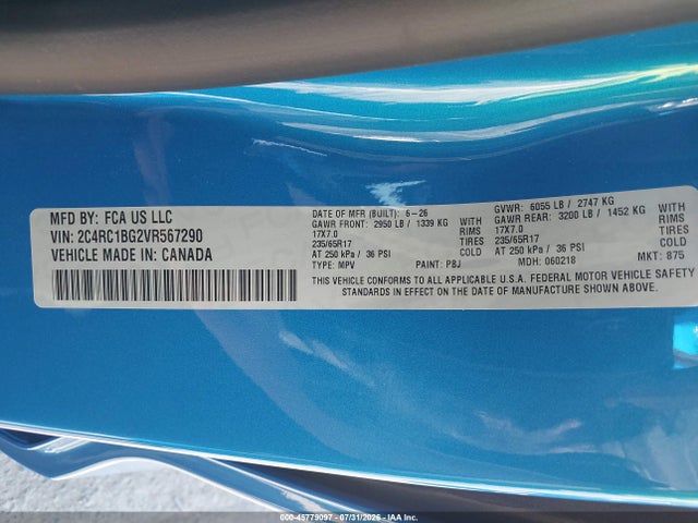 2C4RC1BG2VR567290 Chrysler Pacifica