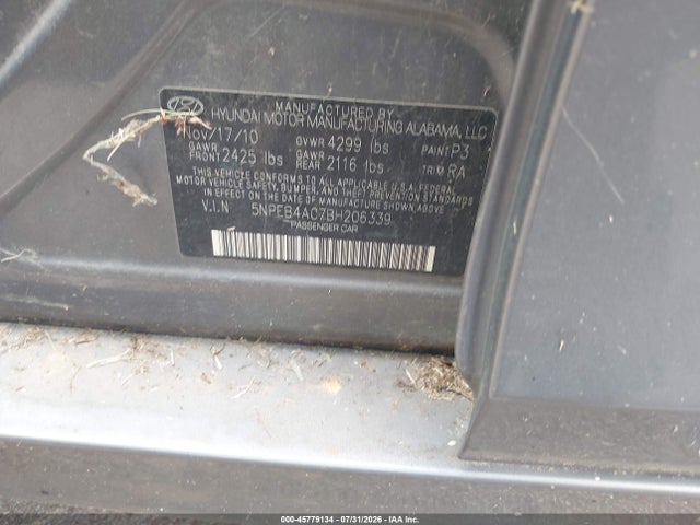 Продажа на аукционе авто 2011 Hyundai Sonata Gls, vin: 5NPEB4AC7BH206339, номер лота: 45779134