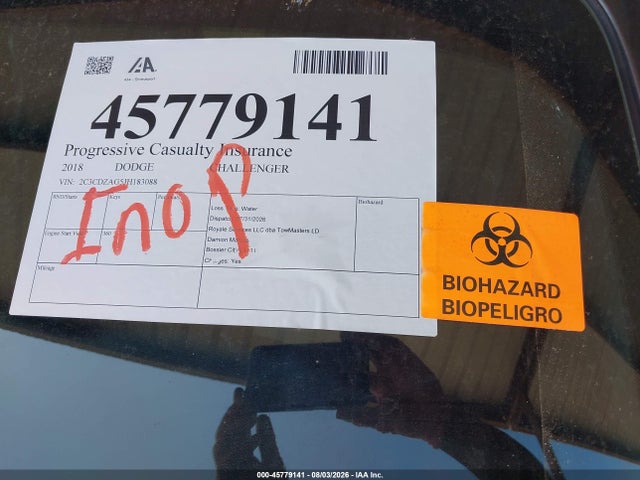 Продажа на аукционе авто 2018 Dodge Challenger Sxt Plus, vin: 2C3CDZAG5JH183088, номер лота: 45779141