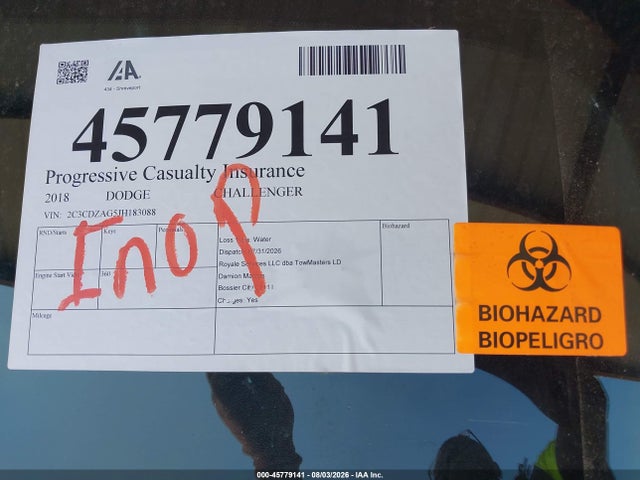 Продажа на аукционе авто 2018 Dodge Challenger Sxt Plus, vin: 2C3CDZAG5JH183088, номер лота: 45779141