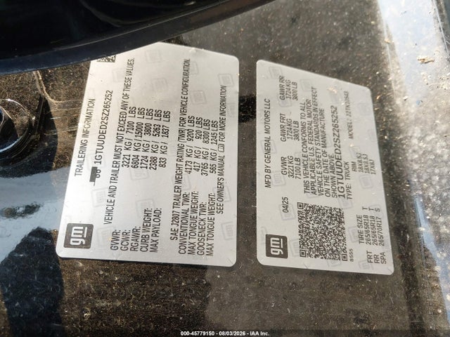 1GTUUDED2SZ265252 GMC Sierra 1500 4wd Short Box Slt