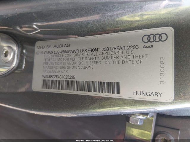 Aukcja sprzedaży 2016 Audi A3 2.0t Premium, vin: WAUB8GFF4G1025295, numer aukcji: 45779178