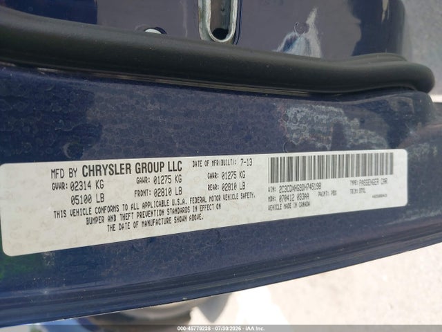 45779238 :رقم المزاد ، 2C3CDXHG9DH745198 vin ، 2013 Dodge Charger Sxt مزاد بيع