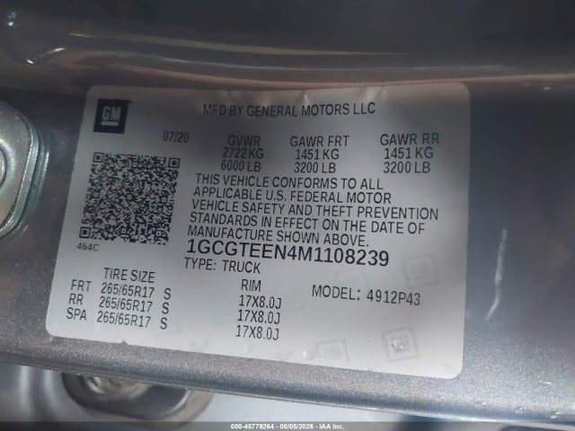 1GCGTEEN4M1108239 Chevrolet Colorado 4wd Short Box Zr2