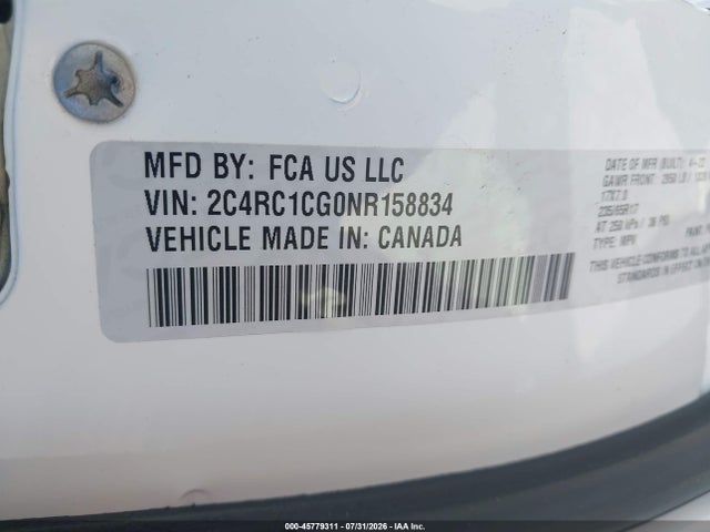 Aukcja sprzedaży 2022 Chrysler Voyager Lx, vin: 2C4RC1CG0NR158834, numer aukcji: 45779311