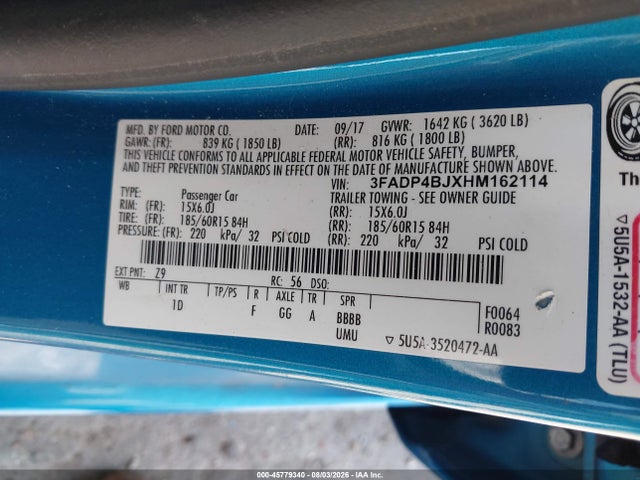 3FADP4BJXHM162114 Ford FIESTA SE