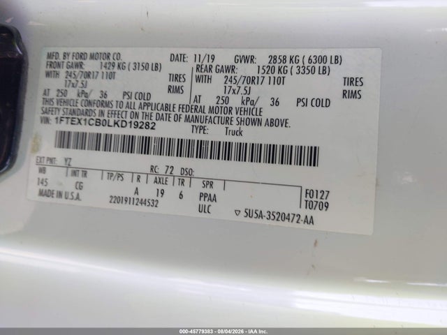 Ford F-150 Xl 2020 1FTEX1CB0LKD19282 Image 9