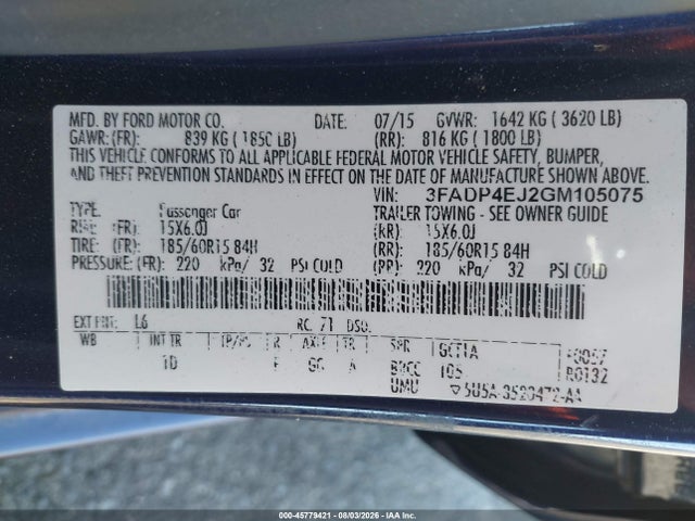 Ford FIESTA SE 2016 3FADP4EJ2GM105075 Image 9