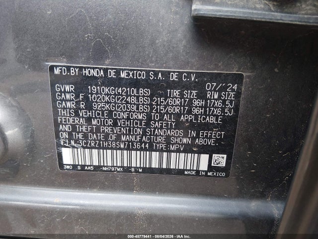 3CZRZ1H38SM713644 Honda Hr-v 2wd Lx