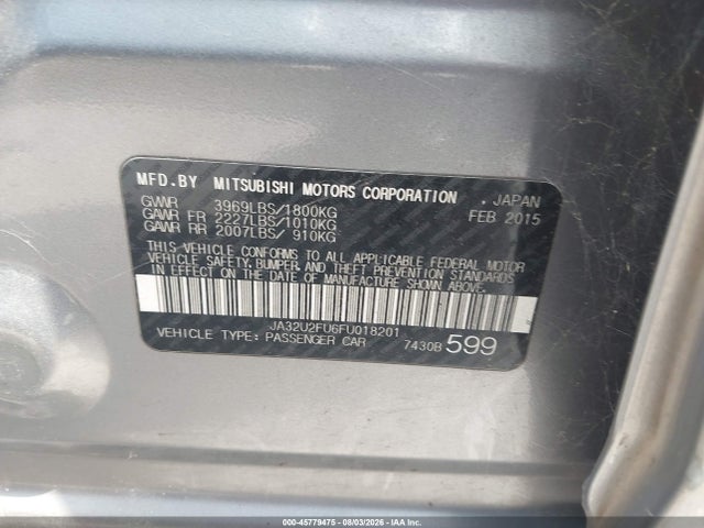 Aukcja sprzedaży 2015 Mitsubishi Lancer Es, vin: JA32U2FU6FU018201, numer aukcji: 45779475