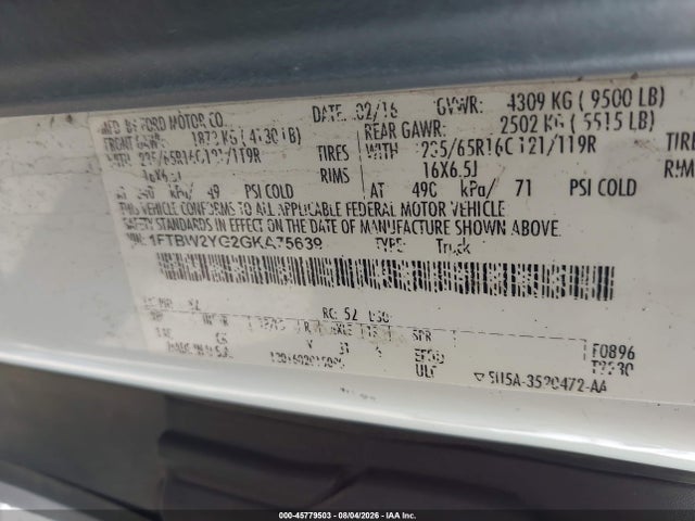 1FTBW2YG2GKA75639 Ford Transit-350