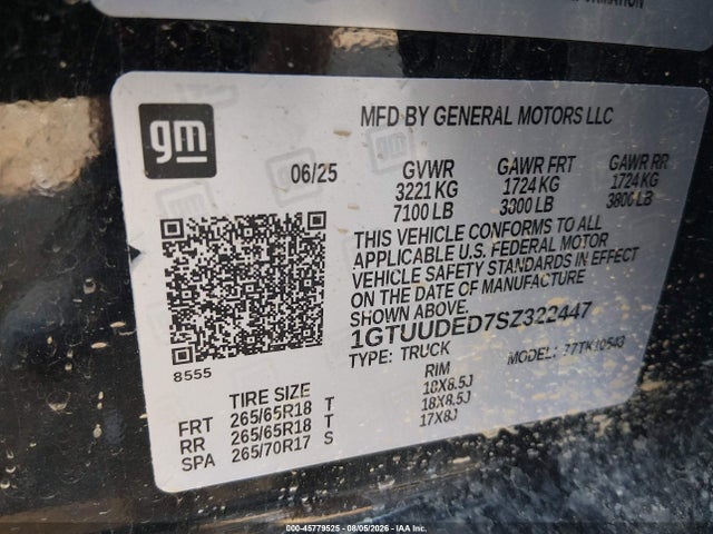 Продаж на аукціоні авто 2025 Gmc Sierra 1500 4wd  Short Box Slt, vin: 1GTUUDED7SZ322447, номер лоту: 45779525