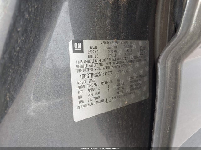1GCGTBE32G1311874 Chevrolet Colorado 4wd Wt