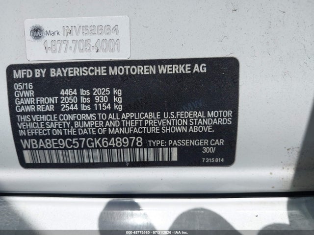 BMW 328I 2016 WBA8E9C57GK648978 Image 9
