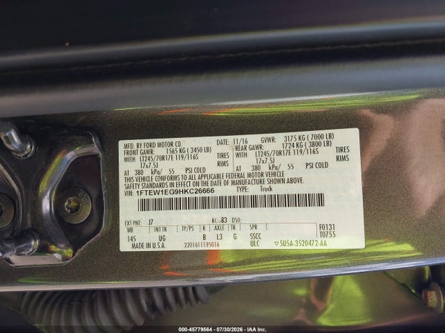 Aukcja sprzedaży 2017 Ford F-150 Xlt, vin: 1FTEW1EG9HKC26666, numer aukcji: 45779564