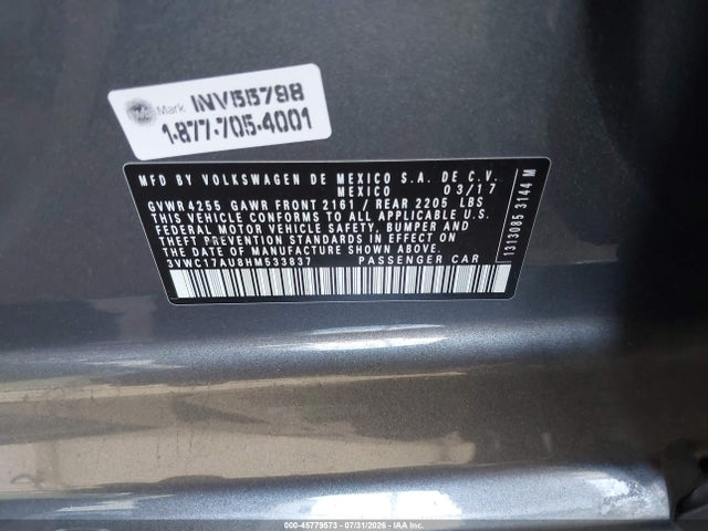 Продаж на аукціоні авто 2017 Volkswagen Golf Sportwagen Tsi S/tsi Se/tsi Sel, vin: 3VWC17AU8HM533837, номер лоту: 45779573