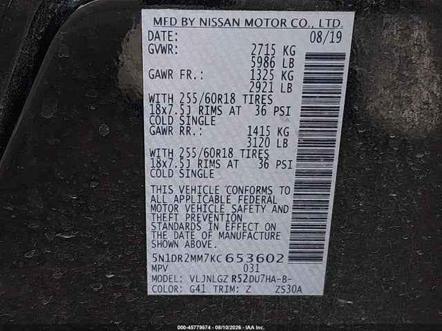 Nissan Pathfinder Sl 2019 5N1DR2MM7KC653602 Image 9