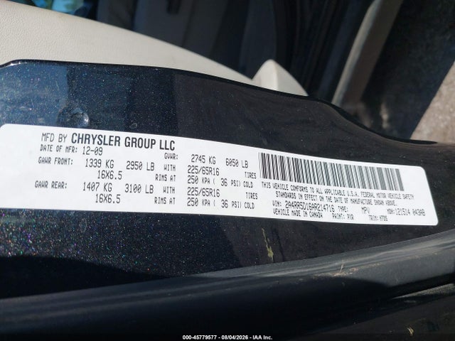 Aukcja sprzedaży 2010 Chrysler Town & Country Touring, vin: 2A4RR5D16AR214716, numer aukcji: 45779577