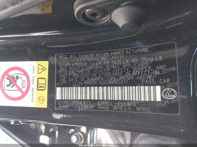 Lexus ES 350 2018 58ABK1GG0JU085917 Image 9