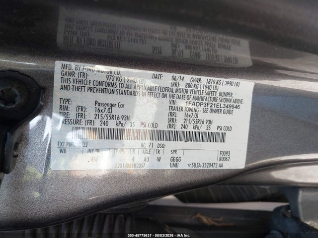 Ford FOCUS SE 2014 1FADP3F21EL349946 Image 9