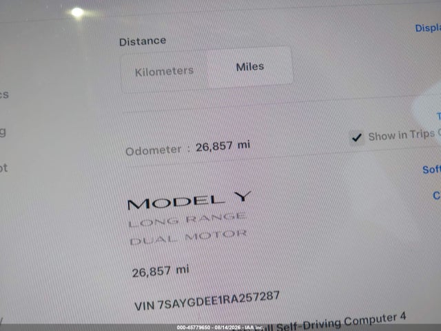 Aukcja sprzedaży 2024 Tesla Model Y Long Range Dual Motor All-wheel Drive, vin: 7SAYGDEE1RA257287, numer aukcji: 45779650