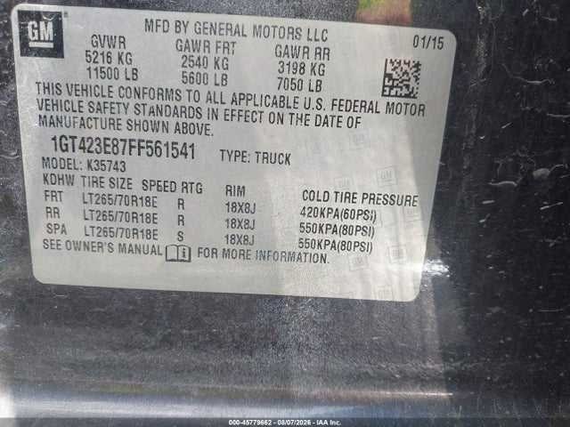 1GT423E87FF561541 GMC Sierra 3500hd Available Wifi Slt