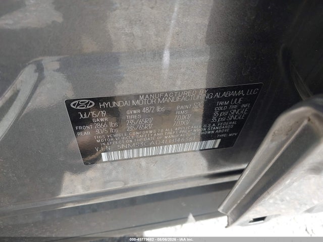 Aukcja sprzedaży 2020 Hyundai Santa Fe Sel, vin: 5NMS3CAD4LH146361, numer aukcji: 45779682