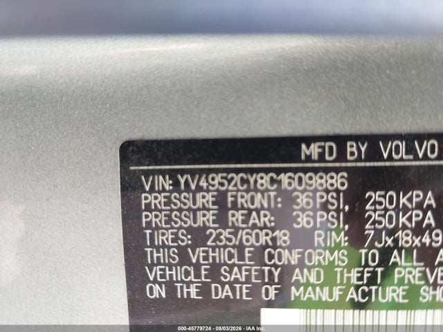 Продажа на аукционе авто 2012 Volvo Xc90 3.2/3.2 Platinum/3.2 Premier Plus, vin: YV4952CY8C1609886, номер лота: 45779724